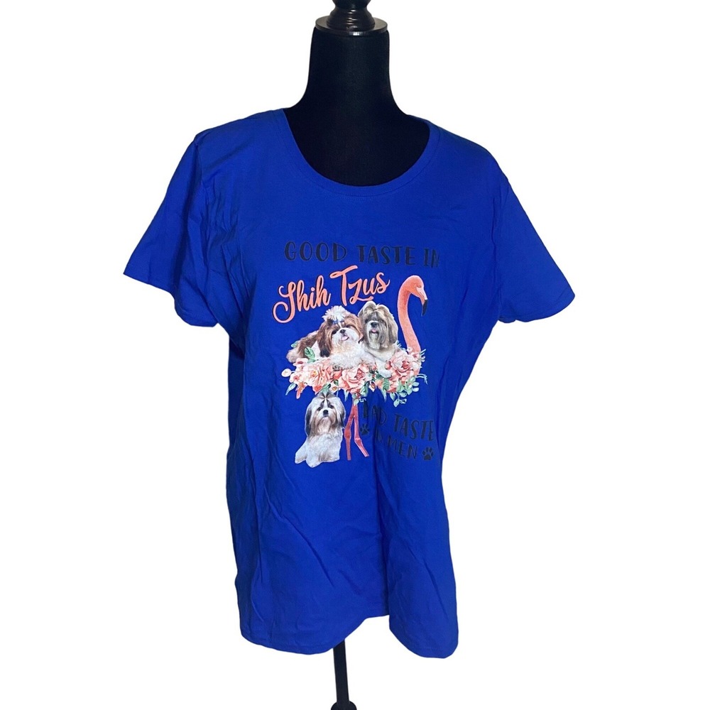 Fruit Of The‎ Loom Women's Graphic Dog T-shirt Blue Tee Size 2XL HD Cotton